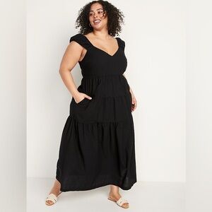 Old Navy Tiered Seersucker Milkmaid Maxi Dress 2X